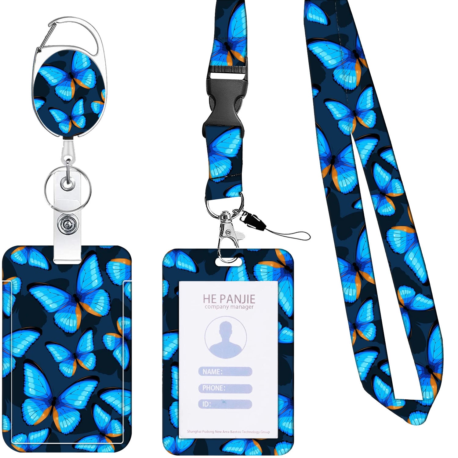 Wholesale Badge Reels ABS Butterfly Card Holder Retractable Keychain